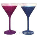 Verre de cocktail à paillettes de couleur peinte à la main personnalisée